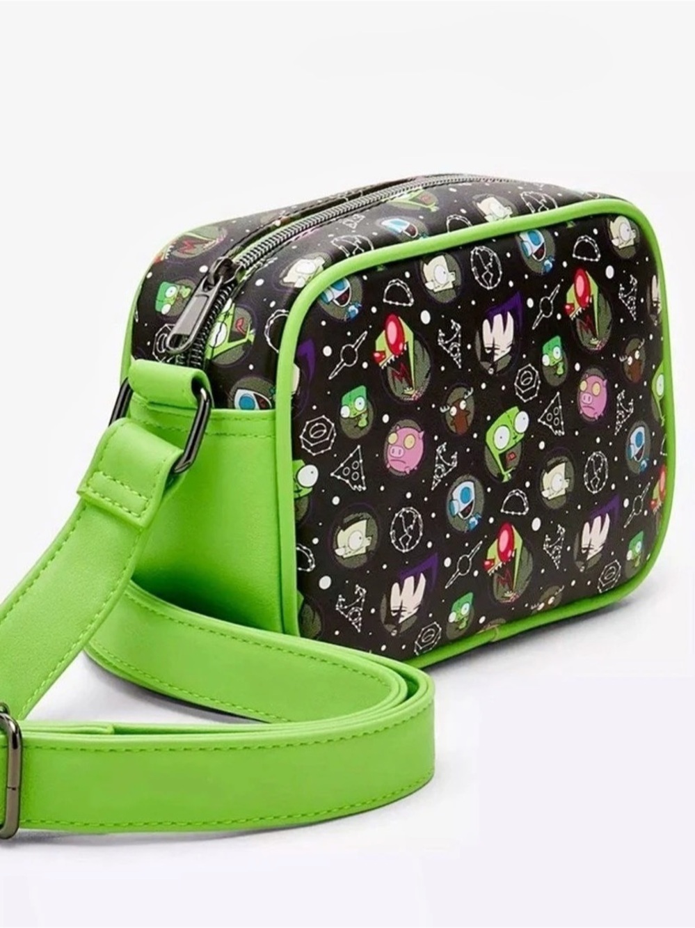 Loungefly NWT Invader Zim Gir Cell Phone Crossbody Bag in Black & Green